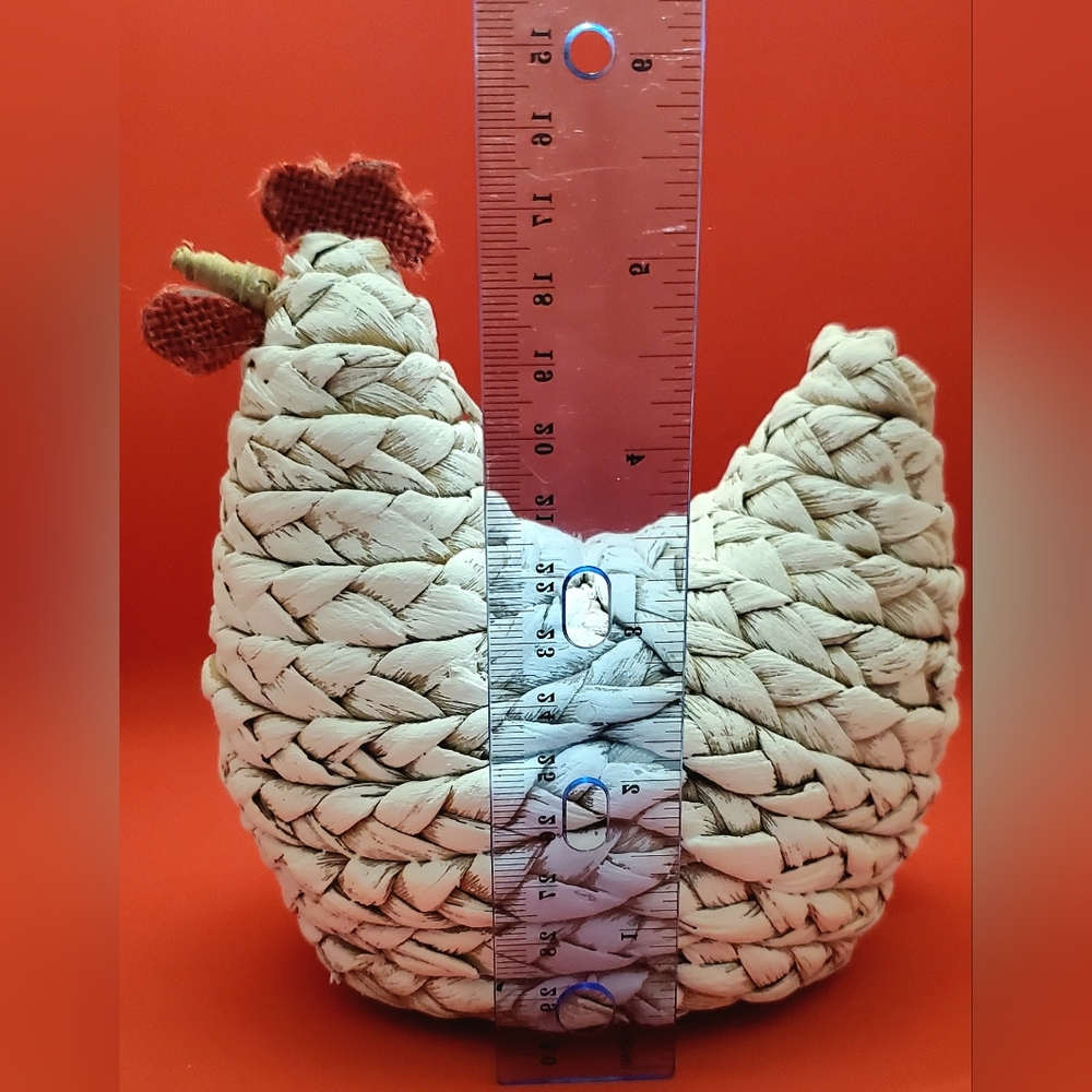 Hand Painted Wicker Rattan Hen